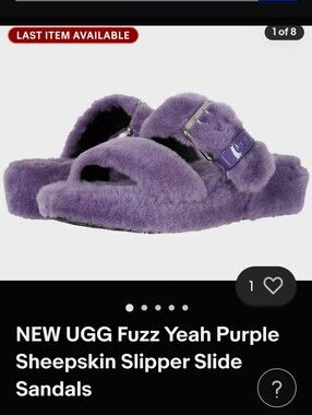 UGG Plush Sheepskin Double-Buckle Slide Sandals in Lavender Purple